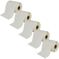 Vhbw - 5x Rouleau d'étiquettes 102mm x 44,3m (1 étiquette) compatible avec Brother TD-2130, TD-4100N, TD-4100, TD-4000, TD-2130N étiqueteuse