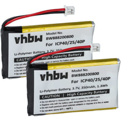 Vhbw - 2x Batterie compatible avec Sena SMH-5 casque audio, écouteurs sans fil (350mAh, 3,7V, Li-polymère)