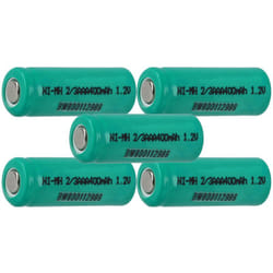 vhbw 5x Cellules de batterie remplacement pour 2/3AAA pour batteries - 400 mAh, 1,2 V, NiMH