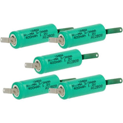 Vhbw - 5x Batteries remplacement pour 2/3AAA pour modéle rc (400mAh, 1,2V, NiMH, vert, avec cosse à souder (z))