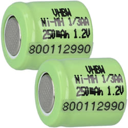 vhbw 2x Batteries remplacement pour 1/3AA pour modéle RC (250mAh, 1,2V, NiMH, vert)