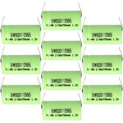 10x Batteries remplacement pour 2/3AA pour modéle rc (750mAh, 1,2V, NiMH, vert, avec cosse à souder (u)) - Vhbw