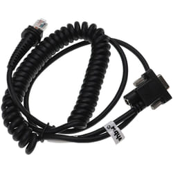 vhbw Câble de données RJ45 mâle vers RS232 mâle compatible avec Datalogic Lynx D302, D302 E lecteur code-barres - Cordon spiralé, 3 m, noir