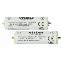 vhbw 2x Batteries pour rasoirs/tondeuses compatible avec Braun Series3 5795, 5796(1800mAh, 1,2V, NiMH) Batteries de rechange  ...