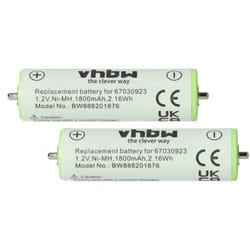 2x Batteries pour rasoirs/tondeuses compatible avec Braun Series3 5795, 5796 (1800mAh, 1,2V, NiMH) - Vhbw