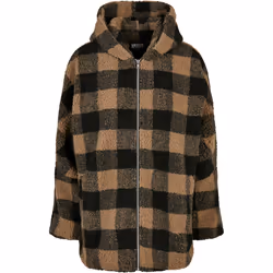 Polaire femme Urban Classics hooded oversized check sherpa