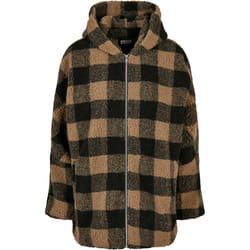 Polaire femme Urban Classics hooded oversized check sherpa