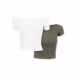 t-shirts côtelés à épaule dénudées femme Urban Classics (x2)