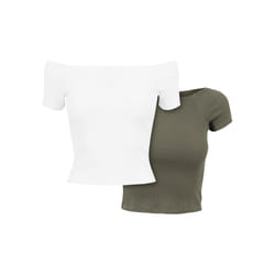 t-shirts côtelés à épaule dénudées femme Urban Classics (x2)