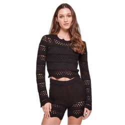 Pullover crop tricot au crochet femme Urban Classics