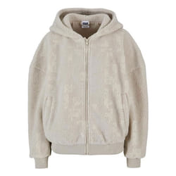 Sweatshirt à capuche zippé - Urban Classics - Oversize Sherpa - Beige - Manches longues - Femme