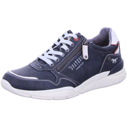 Baskets basses tennis bleu marine avec des lacets plats gris et un zip latéral
