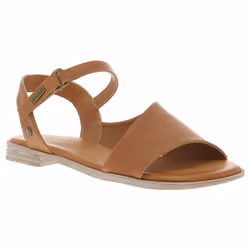 Nu-pieds Femme Mustang - Talon plat - Cognac et Blanc