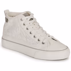 Baskets montantes Mustang pour femmes - Blanc - Textile - Lacets