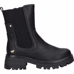 Boots talon décroché bas Mustang Femme noir - Textile - 5 cm - Zip latéral et soufflet élastiqué