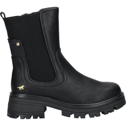 Boots talon décroché bas Mustang Femme noir - Textile - 5 cm - Zip latéral et soufflet élastiqué