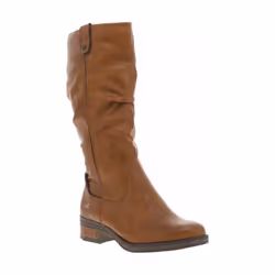 Bottes Femme - MUSTANG - Cognac - Haute - Talon Plat - Doublure Chaude