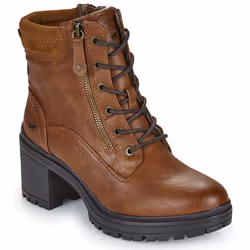 Bottines - MUSTANG - Noisette - Talon décroché moyen - Fermeture marron - Logo noir