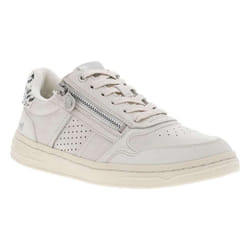 Tennis talon plat - MUSTANG - Femme - Zip - Dessus textile - Couleur gris et blanc