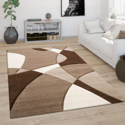 Paco Home - Tapis De Salon Tapis Poil Ras Moderne Look 3D Découpe De Contour Motif Abstrait 120x170 cm, Marron