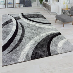 Paco Home Tapis De Salon Poils Ras Tapis Vintage Découpe De Contour Fait Main Aspect 3D 160x230 cm, Gris