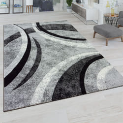 Paco Home - Tapis De Salon Poils Ras Tapis Vintage Découpe De Contour Fait Main Aspect 3D 120x170 cm, Gris