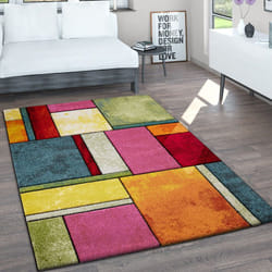 Paco Home - Tapis De Salon Poils Ras Vintage Découpe De Contour Fait Main Aspect 3D Chiné 160x230 cm, Multicolore