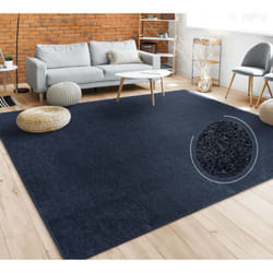 Paco Home - Tapis Salon Uni Sobre Et Moderne Poils Ras, Diff. Tailles/Coloris 240x340 cm, Bleu Marine