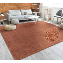 Paco Home - Tapis Salon Uni Sobre Et Moderne Poils Ras, Diff. Tailles/Coloris 140x200 cm, Cuivre