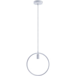 Paco Home - Suspension Lampe Salle à Manger Rond Anneau Câble Textile 1,5m Raccourcissable E27 Sans ampoules, Blanc