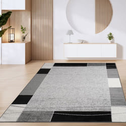 Paco Home Tapis De Salon Tapis Poils Ras Motifs Marocains Cercle Et Bordures Moderne 60x100 cm, Gris 3