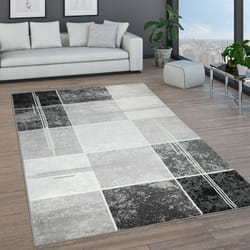 Paco Home - Tapis De Salon Tapis Poils Ras Motifs Marocains Cercle Et Bordures Moderne 80x150 cm, Gris