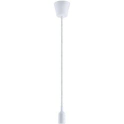 Paco Home - Suspension d'Ampoule Noir E27 Suspension à Cordon Recouvert de Silicone Câble Textile 1,5m Sans ampoules, Blanc