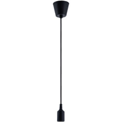 Paco Home - Suspension d'Ampoule Noir E27 Suspension à Cordon Recouvert de Silicone Câble Textile 1,5m Sans ampoules, Noir