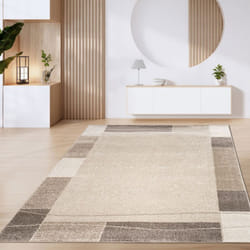 Paco Home - Tapis De Salon Poils Ras Tapis Vintage Motifs Modernes Géométriques Marron Beige 160x220 cm, Marron 3