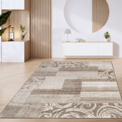 Paco Home - Tapis De Salon Poils Ras Tapis Vintage Motifs Modernes Géométriques Marron Beige 120x170 cm, Marron 2
