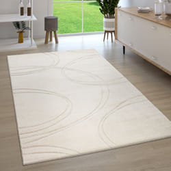 Paco Home - Tapis Salon Poil Ras Aspect 3D Découpe De Contour Fait Main Moderne Monochrome 120x170 cm, Crème
