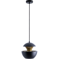 Paco Home - Suspension Salle à Manger Câble Textile 1,5 m Raccourcissable Lumière Indirecte Couleurs noir et laiton, Ø20 cm