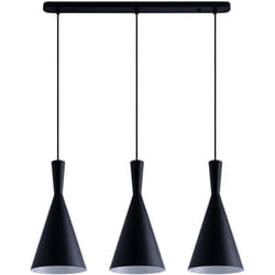 Paco Home - Suspension Lampe Salle à Manger Câble Textile 1,5 m Raccourcissable Ø18,5cm Noir, 3 flammes
