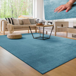 Paco Home - Tapis Moderne Salon à Poils Courts Lavable Doux Uni Effet Fourrure Antidérapant 160x220 cm, Turquoise