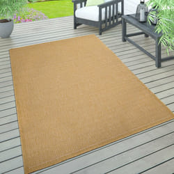 Paco Home - Tapis Intérieur & Extérieur Terrasse Et Balcon Monochrome Structuré Jaune, 200x280 cm