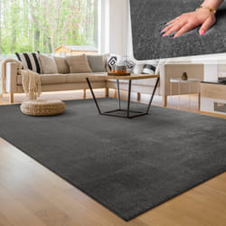 Paco Home - Tapis Moderne Salon à Poils Courts Lavable Doux Uni Effet Fourrure Antidérapant Anthracite, 100x200 cm