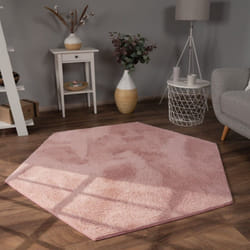 Paco Home - Tapis Salon En Fausse Fourrure Pelucheux Hautes Mèches Doux Plusieurs Couleurs Pink, 150x170 cm Hexagonal