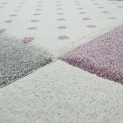 Paco Home - Tapis Enfant Chambre Pastel 3D Nuages Étoiles Arc-en-ciel Pourpre, 120 cm rond