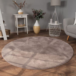 Paco Home - Tapis Salon En Fausse Fourrure Pelucheux Hautes Mèches Doux Plusieurs Couleurs Taupe, 100 cm rond