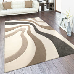 Paco Home - Tapis De Créateur Moderne Abstrait Vagues Aspect Contours Découpés En Diff. Coloris Et Tailles 80x300 cm, Crème
