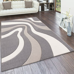 Paco Home - Tapis De Créateur Moderne Abstrait Vagues Aspect Contours Découpés En Diff. Coloris Et Tailles 80x300 cm, Gris