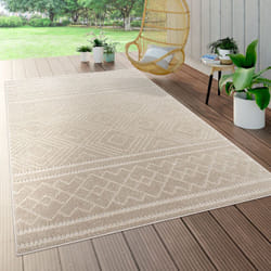 Paco Home - Tapis Intérieur & Extérieur Terrasse Et Balcon Résistant Aux Intempéries Moderne Motif Géométrique 80x250 cm, Beige 4