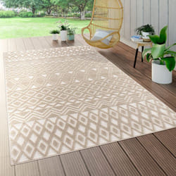 Paco Home - Tapis Intérieur & Extérieur Terrasse Et Balcon Résistant Aux Intempéries Moderne Motif Géométrique 160x230 cm, Beige 5