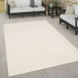 Paco Home - Tapis Intérieur & Extérieur Terrasse Et Balcon Style Scandinave Résistant Aux Intempéries 200x290 cm, Crème 2